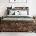 thumbnail image 6 of JERFIT Full Size Bed Frame with USB Charging Station, Storage Headboard, 2 Drawers, No Box Spring Needed, Metal Platform Bed in Black, 6 of 10
