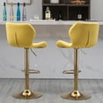 thumbnail image 5 of 20-28 Inch Velvet Bar Stools, Counter Height Adjustable Swivel Barstools High Bar Chairs with Golden Color Base, Stools Chair with Footrest for Home Kitchen Island, Pub(Yellow,Set of 8), 5 of 6