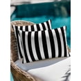 thumbnail image 4 of 1 Pack Outdoor Throw Pillow, Black Striped Waterproof Pillow with Insert Included, Modern Farmhouse Black White Stripes Decorative Accent Cushion Lumbar Pillows for Patio Porch, 12 x 20 In, 4 of 8