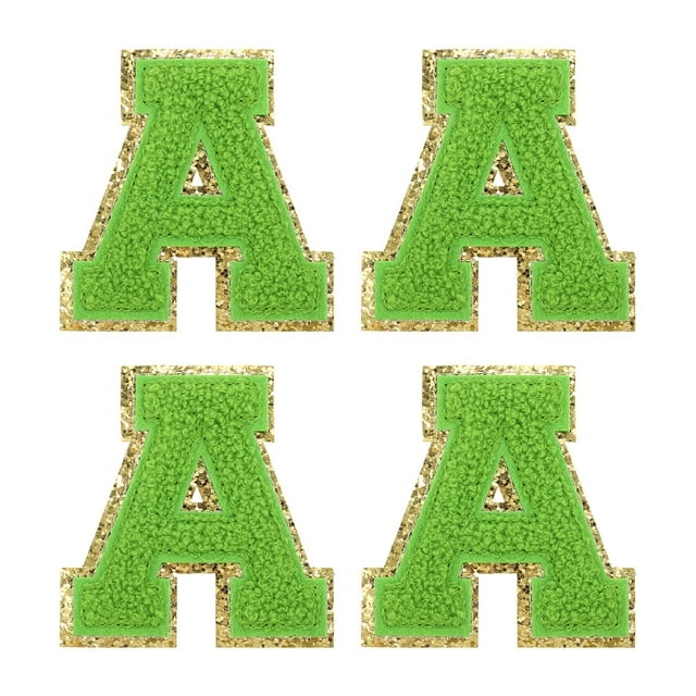 4uds Parches Termoadhesivos Letra Chenille Unique Bargains Verde a Alfabeto Decorativo Reparación Bordados