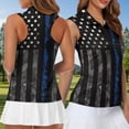thumbnail image 4 of Jeiento Matching Golf Shirts for Couples Men's Short Sleeve Shirt Women's Sleeveless Tank Top Quick Dry Moisture Wicking Athletic Couple Sportswear, Thin Blue Line American Flag Print, 4 of 7