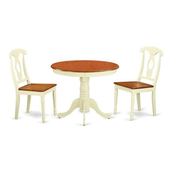 Bowery Hill Antique 3-piece Traditional Wood Dining Set in Cream/Cherry