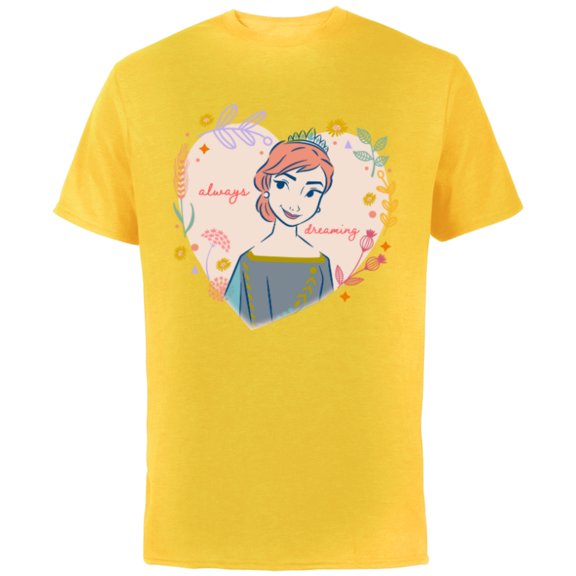 Disney Frozen Anna Always Dreaming - Short Sleeve Cotton T-Shirt for Adults - Customized-Yellow