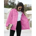 thumbnail image 3 of GHSDFBB Women's Oversized Mid Long Denim Jacket Jean Biker Coat, 3 of 6