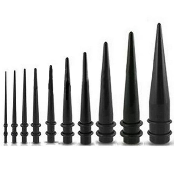 SmartBy Black Straight Acrylic Cone Shape Ear Expander Stretcher Taper Plug Device