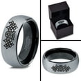 thumbnail image 4 of Tungsten Dia De Los Muertos Day of the Dead Band Ring 8mm Men Women Comfort Fit Black Dome Brushed Gray Polished, 4 of 4