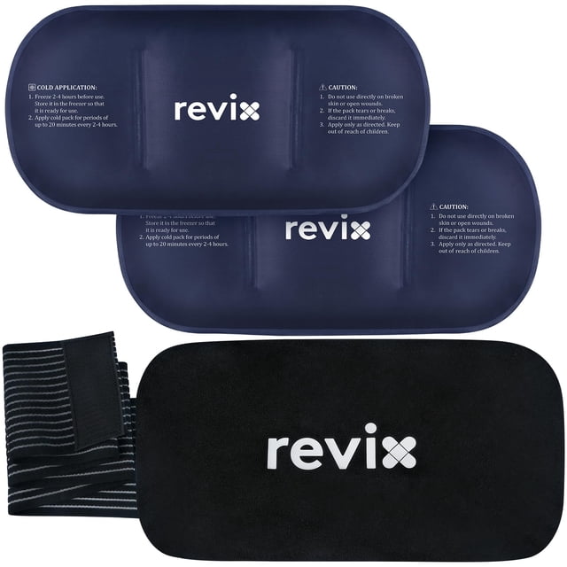 Compresa fría REVIX 36 x 18 cm flexible, paquete de 2 con correa