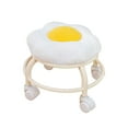 thumbnail image 2 of Siège Bas à Roulettes Tabouret Pivotant à 360 Degrés Tabouret Roulant Roues Robustes Blanc, 2 of 9