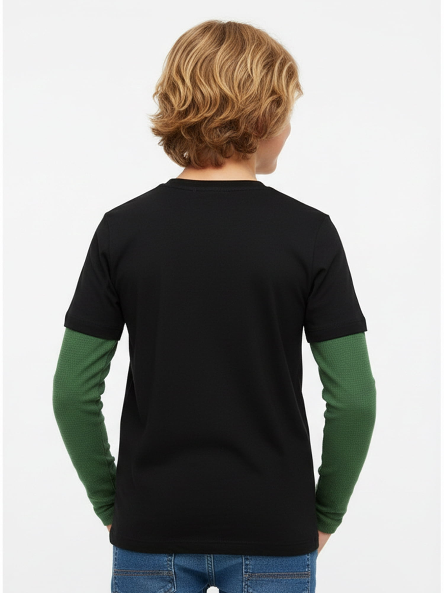 Minecraft, Boys' Graphic Waffle Knit Long Sleeve 2Fer, Sizes 4-18
