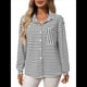 thumbnail image 2 of Camisas de Mujer con Botones, Blusas Clásicas A Rayas de Larga con Cuello y Bolsillo para Oficina. XXL, 2 of 9