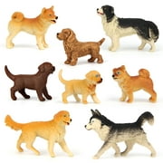 Mini Tudou Dog Figures Play Set,8 pcs Realistic Dog Figurines Toys,Durable Solid Body Poppy Model Include Husky,Rechofer,Golden Retriever for Cake Topper,Educational Toy,Collection and Decorations