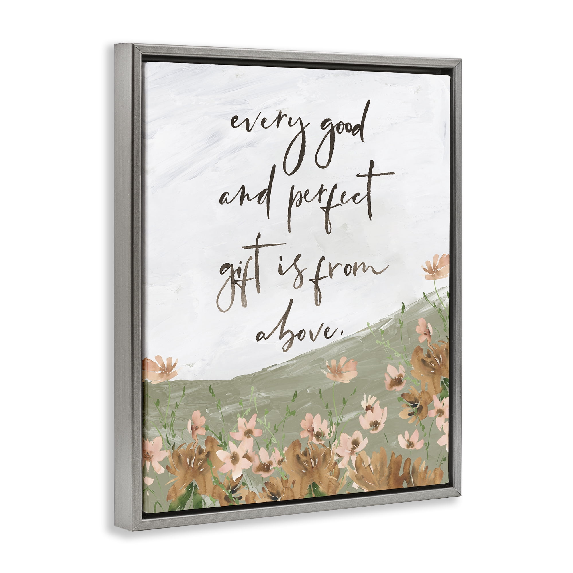 Stupell Industries Gifts From Above Religious Painting Gray Floater Framed Art Print Wall Art, 25 x 31