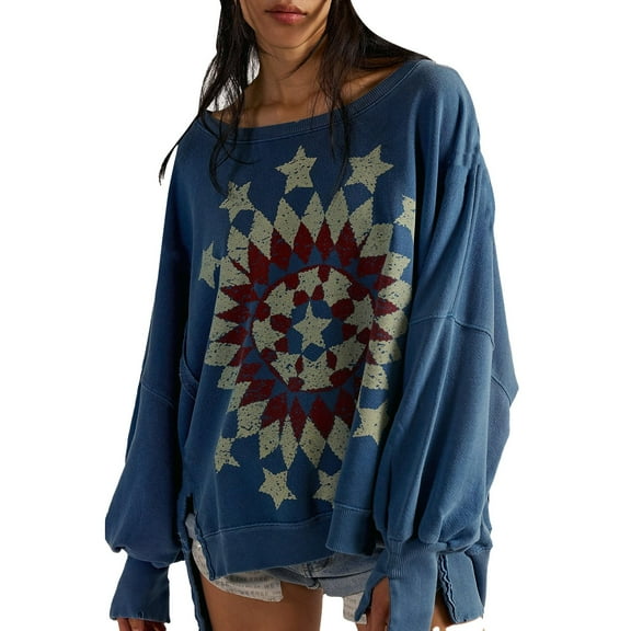 AJHSAKLt Oversized Sweatshirt for Women Graphic Crewneck Lobster Print Sweatshirts Pullover Fall Tops Crewneck Sweatshirts Women Blue