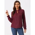 thumbnail image 3 of Blusa con cuello con volantes Allegra K Burdeos Talla XL, 3 of 6