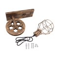 thumbnail image 1 of Aplique de pared de estilo industrial antiguo con polea de madera y hierro E27/E26 y pantalla tipo jaula para decoración de cafeterías y hogares, 1 of 8