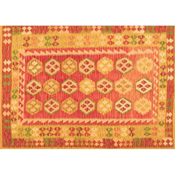 Ahgly Company Indoor Rectangle Oriental Orange Traditional Area Rugs, 5' x 7'