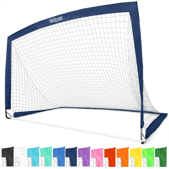 GoSports But de Soccer Portable 6 Pi x 4 Pi pour Enfants - Filet Pop-Up pour Jardin - Marine