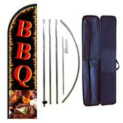 Nobrandd Complete Swooper Flag Pole Kit for Barbecue Businesses,BBQ Advertising Banner Kit Include 8 Feet Tall Feather Flag,Banner Pole,Ground Spike and Travel Bag-12 Feet
