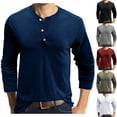 thumbnail image 5 of Utoimkio Men's Long Sleeve Stand Collar Shirts Button Down Pullover Blouses Basic Designed Loose Undershirt Comfortable Breathable T Shirts for Men, 5 of 5