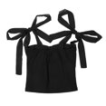 thumbnail image 3 of Musuos Sexy Women Bowknot tie Strap Shoulder Ruched Bust Crop Tank Top, 3 of 5