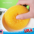 thumbnail image 3 of LOLA Plastic Mesh Scouring Pads - 2 Pack, 3.375" x 1.25", Non-Scratch Dish Scrubbers to Clean, Assorted & Random Colors, Red, Blue or Yellow, 3 of 6