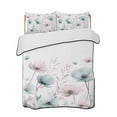thumbnail image 2 of Quilts Twin Size, Teal Pink Spring Floral Soft Comforter Bedding Set for Bed, Summer Botanical Watercolor Lightweight Quilted Bedspread with Pillow Cover(2 Pieces) for All Season, 68x86 Inch, 2 of 6