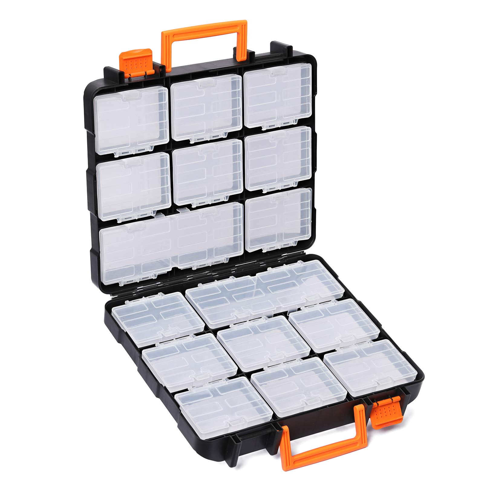 MIXPOWER 16.5-Inch Portable Storage Organizer with Double Secure Locks and  25 Removable Bin Compartments, Multi-Purpose Hardware ToolBox Storage