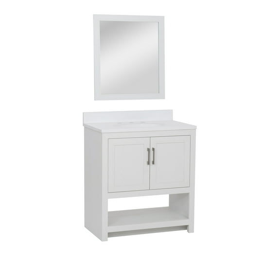 Linon Blakely White Ash 31 inch Vanity with Mirror