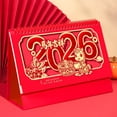 thumbnail image 7 of Jiibva 2026 Red Table Calendar Chinese Style Desk Planner Standing Flip Calendar for Home Office Academic Family Supplies, 7 of 7