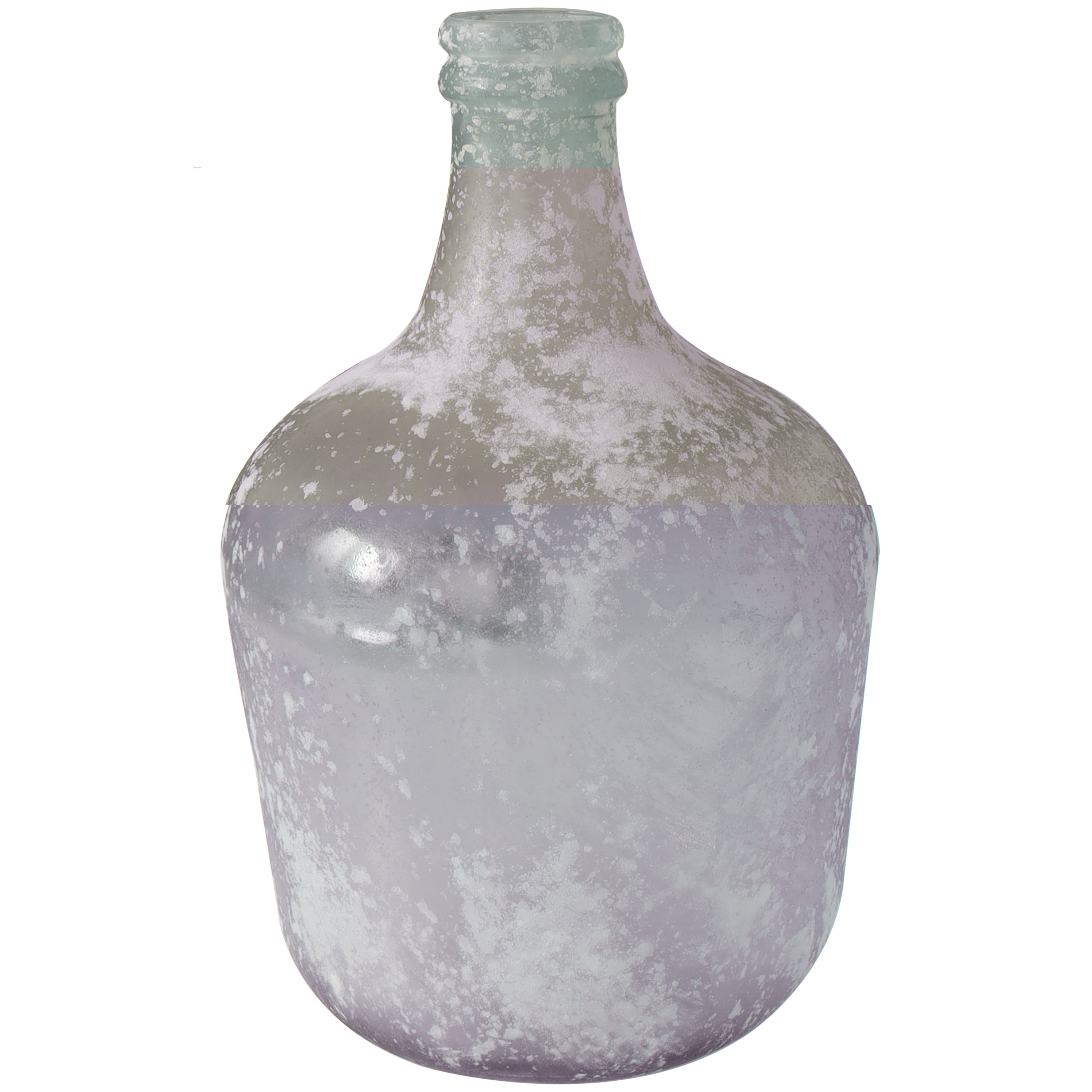 DecMode 17" Handmade Frosted Spanish Bottle Recycled Glass Vase