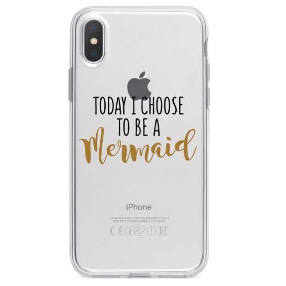 DistinctInk Clear Shockproof Hybrid Case for iPhone XS Max (6.5" Screen) - TPU Bumper Acrylic Back Tempered Glass Screen Protector - Today I Choose to be a Mermaid