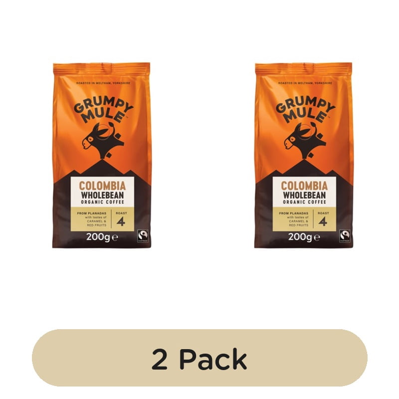 Grumpy Mule Colombia Organic Coffee Beans 200g, British Import (Pack of 2)