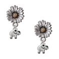 thumbnail image 2 of Delight Jewelry Silver-tone Mini Elephant - Two-tone Daisy Flower Post Earrings, 2 of 4