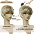 thumbnail image 6 of Creamily Blonde Wig Human Hair Short Blonde Wigs for Women Short Pixie Cut Wigs with Bangs Wefted Wig Caps, 6 of 10
