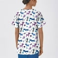 thumbnail image 6 of Garbnen Cartoon Animal Print Women Scrubs Top Plus Size Stretch V Neck Short Sleeve Women's Shirt Xmas Valentine's Day Holiday Prints Nurses Working Uniforms, 6 of 6