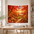 thumbnail image 5 of Autumn Path Through Vibrant Foliage Toward a Lake, Cozy Rustic for Nature Lovers, Harvest Art Decor, Thanksgiving Gift Tapestry Wall Hanging for Living Room and Bedroom, 5 of 7