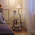 thumbnail image 4 of Side Table, Small End Table with Metal Frame, 3-Tier Bedside Tables, Round Side Tables for Living Room Bedroom Couch Bathroom, Oval, White Maple, 4 of 19