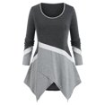 thumbnail image 1 of Camiseta Asimétrica Color Bloque Tamaño Plus Rosegal  Mangas largas de talla grande, 1 of 5