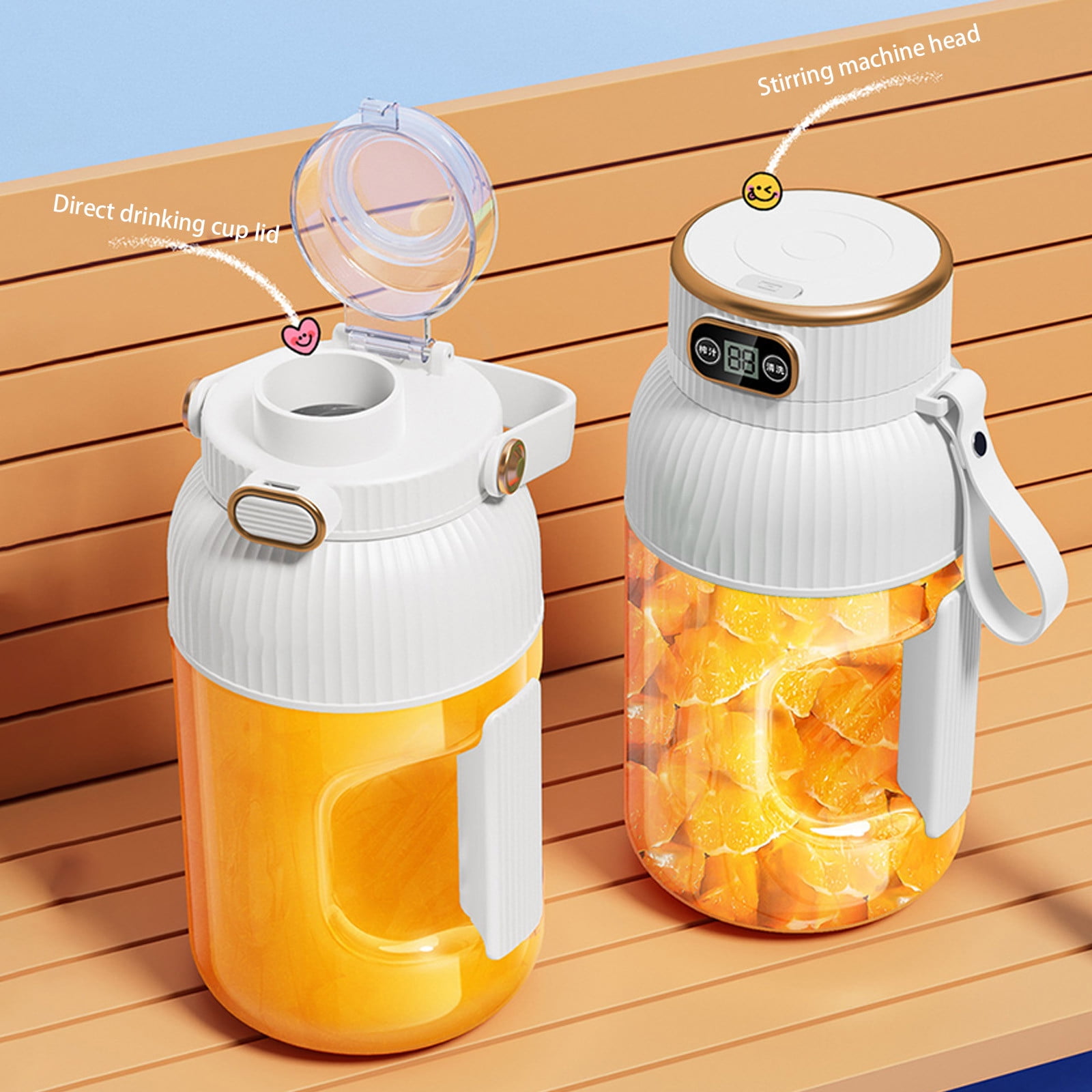 Chmadoxn Juicer, Portable Sports Kettle Squish Bucket Electric Squish Machine Large Capacity Sports Kettle Multifunctional Suitable for Outdoor and Gym Use