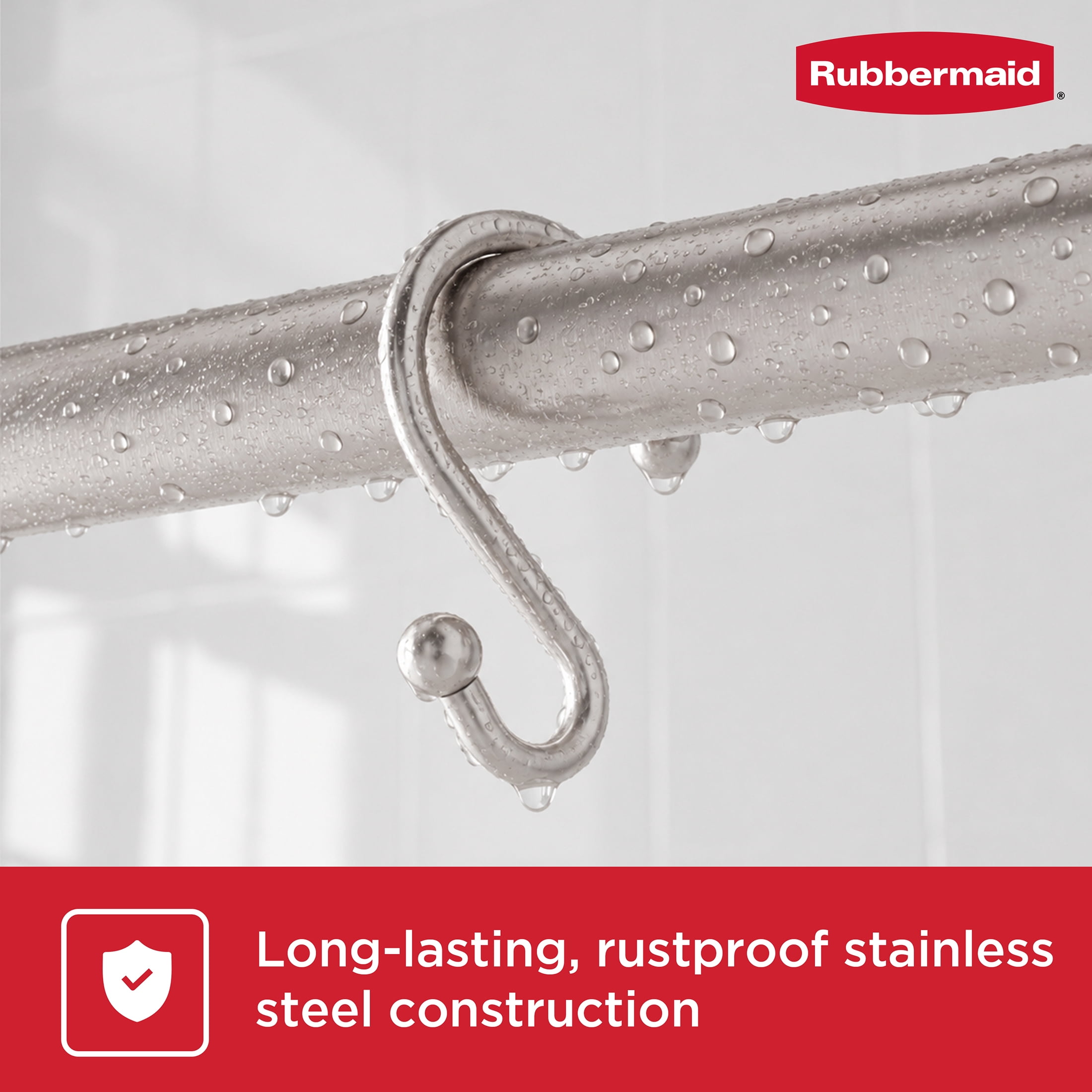 Rubbermaid Rustproof Stainless Steel S-Shaped Shower Hooks, Brushed Nickel, Set of 12