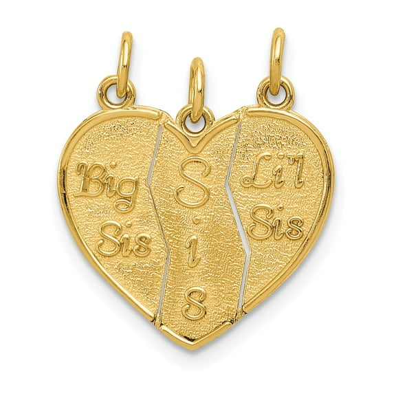 FB Jewels 14K Yellow Gold 3 piece Break-apart Big Sis, Sis & Lil Sis Charm
