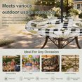 thumbnail image 6 of Round Outdoor Tablecloth with Umbrella Hole and Zipper, White Daisy Farmhouse Tablecloth with Elastic Waterproof, Garden Floral Honeybees Black Plaid Patio Table Covers for 55" - 60" Pool Tables, 6 of 9