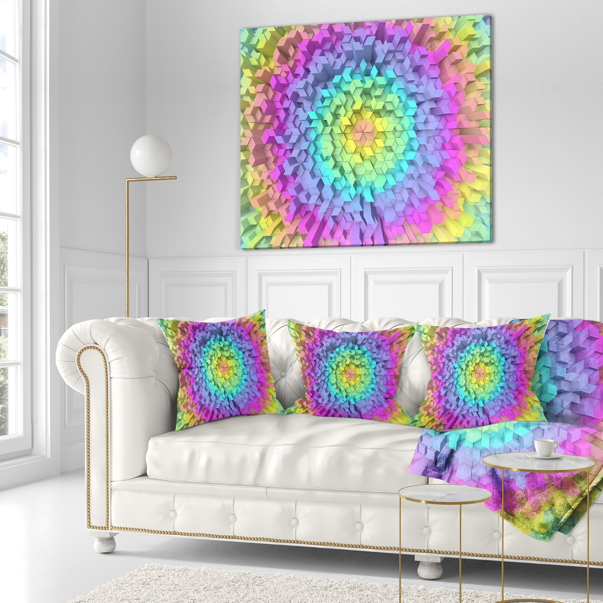 Designart View of Colorful Geometric Shapes - Abstract Throw Pillow - 18x18