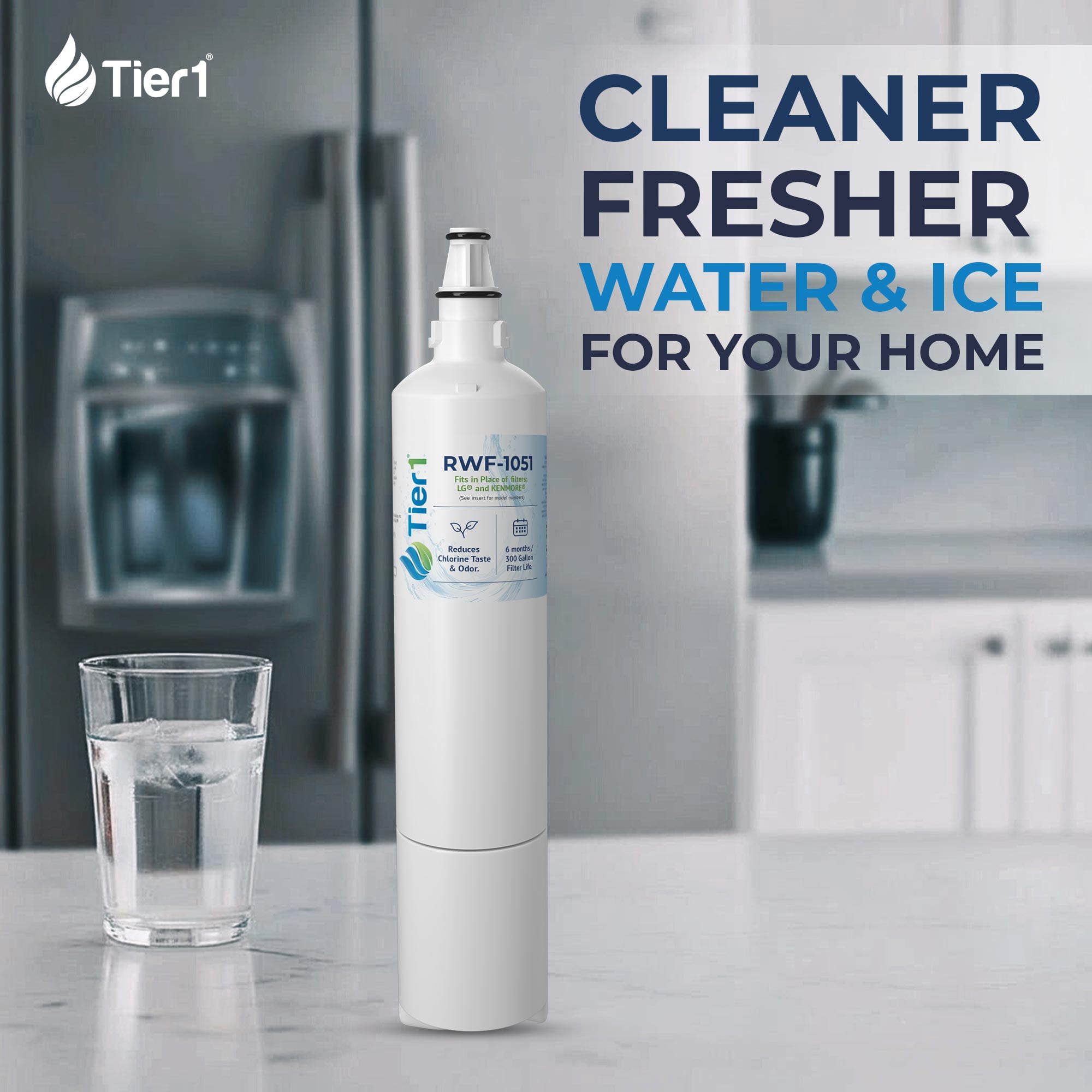 Tier1 RWF1051 5231JA2006A Refrigerator Water Filter | Replacement for LT600P, Kenmore 9990, 5231JA2006F, RWF1000A, CLCH104 | Up to 18 Months Supply | Easy Install | Odor Control | Clean Water (3-pk)