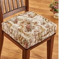 thumbnail image 2 of Collections Etc Thick Padded Tapestry Booster Tufted Chair Cushion Tan CHAIR PAD, 2 of 4