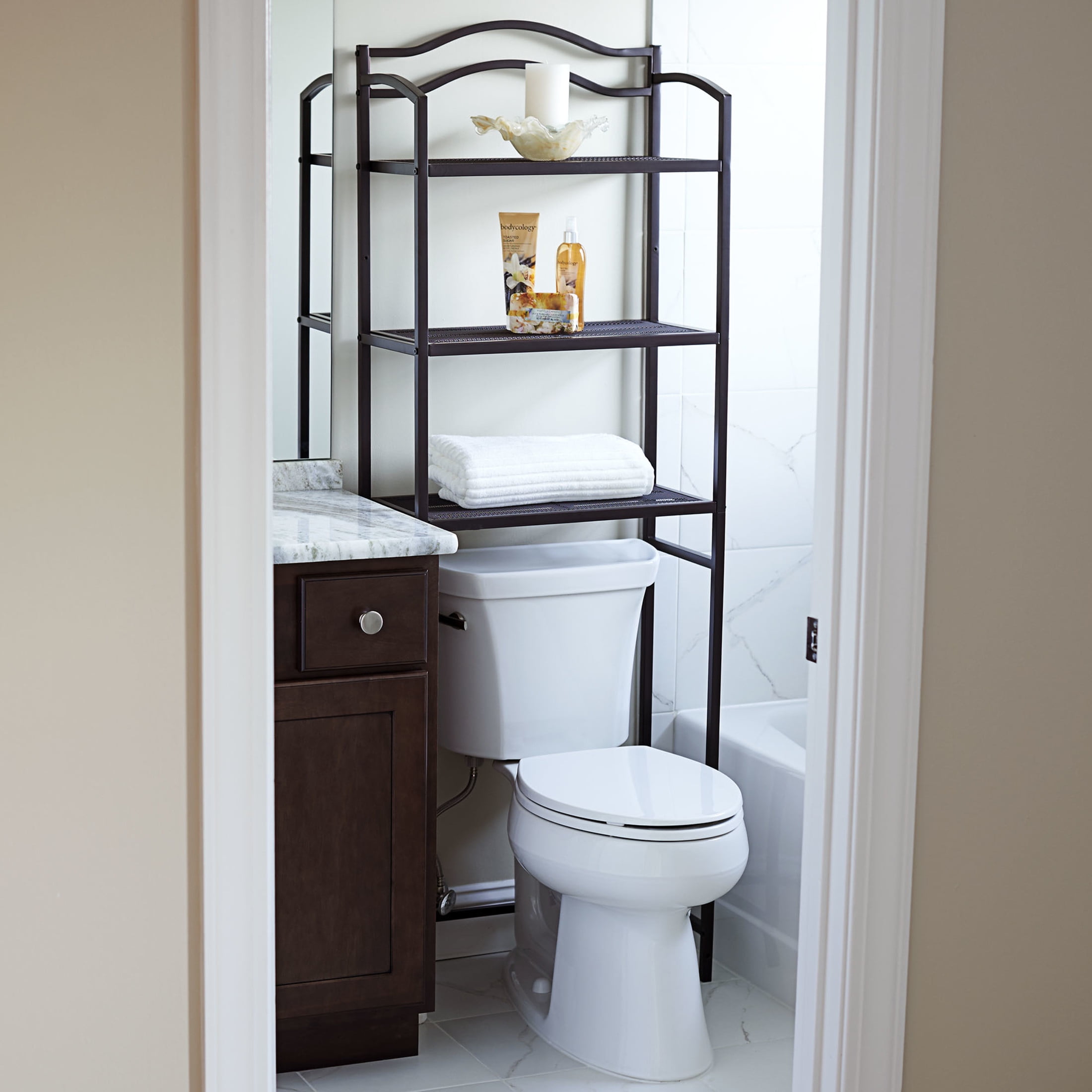 Household Essentials 3-Tier Over the Toilet Storage Shelf, Espresso Brown