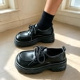thumbnail image 5 of Shoes for Women Lace-Up Comfortable Shoes for Office Daily Wear Women's Leather Block Heel Round Toe Business Work Dress Shoes, 5 of 6