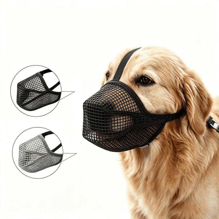 DOVACKA Soft Mesh Dog Muzzle for Long Snout Dogs Prevents Biting Scavenging Barking for Walking Training Pet Grooming
