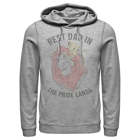 Men's Lion King Simba and Mufasa Best Dad in the Pride Lands Pull Over Hoodie Athletic Heather Small