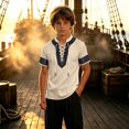 thumbnail image 2 of Zylarhe Kids Halloween Tops Fun Graphic Short Sleeve Tee with Boat Print for Boys Beige 5-6 Years, 2 of 6